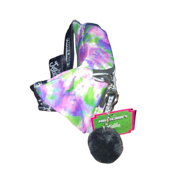 Justice Minecraft Iridescent Pyramid Pixel Printed Sling Bag - Picture 4 of 10